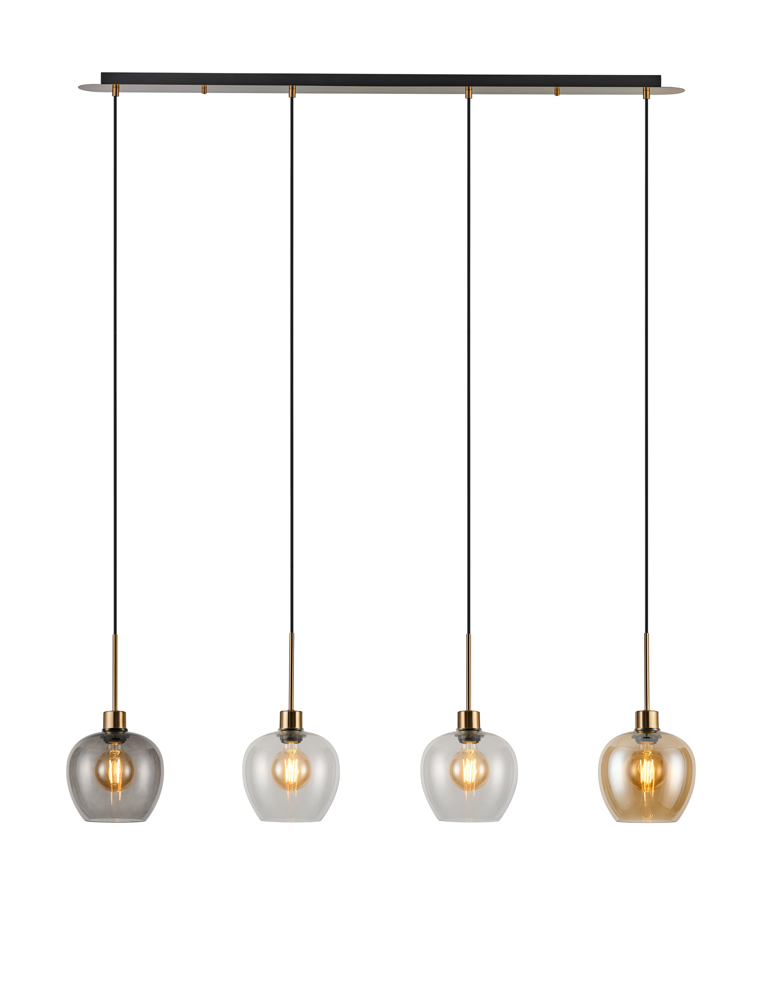 DK1230  Lori Linear Pendant, 4 Light Adjustable E27, Antique Gold/Amber/Clear/Smoke Wine Shades